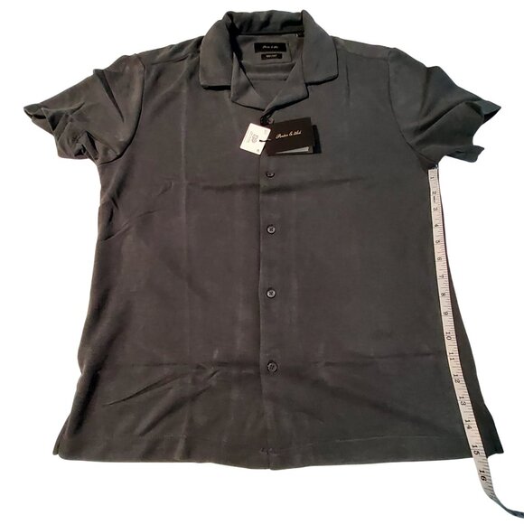 Porten & Ash Mens Modal Blend Short Sleeve Button-Up Shirt Size Small Gray - Picture 4 of 12